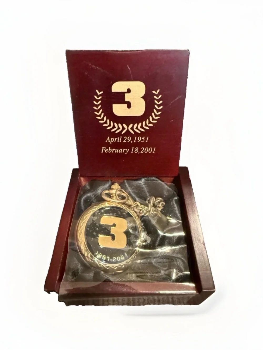 Dale Earnhardt #3 Pocket Watch in Wooden Case New Never Used